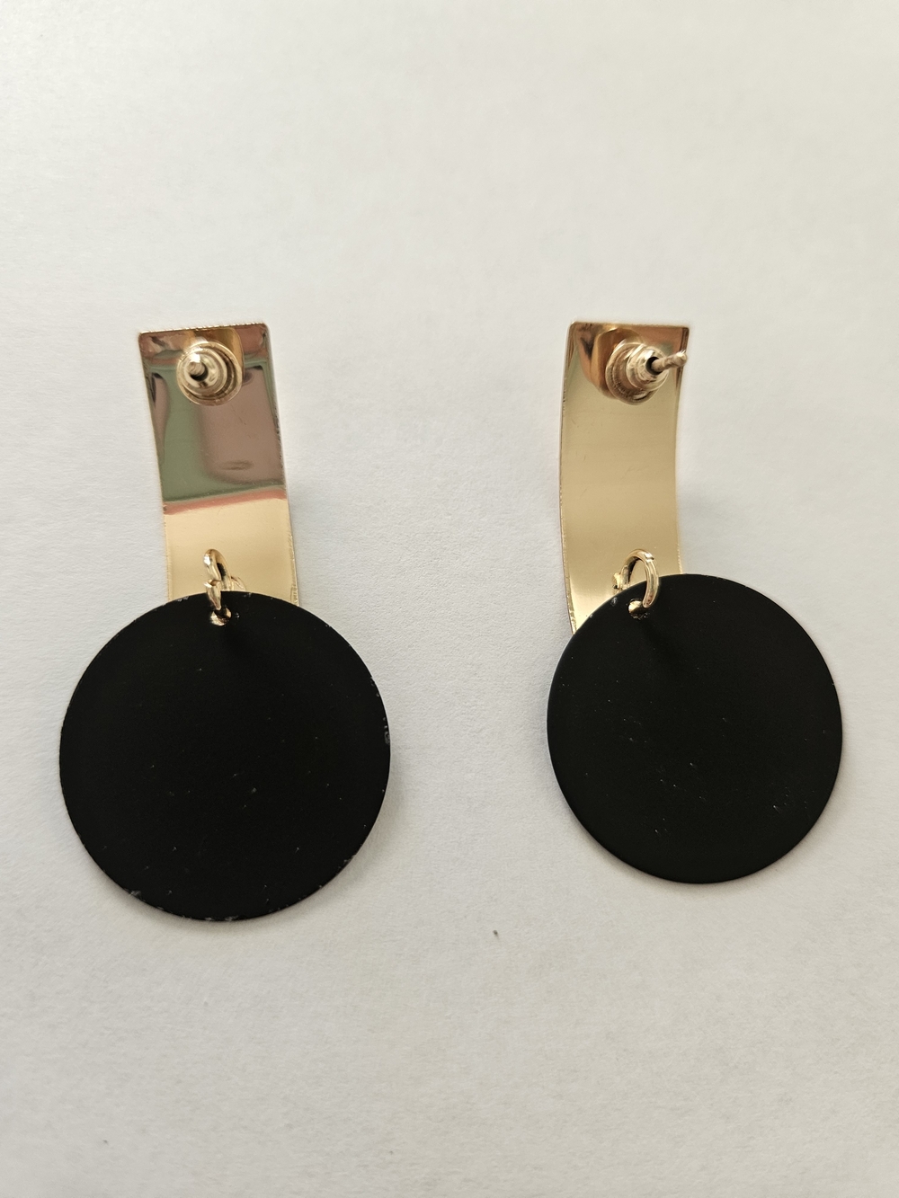 Golden and Black Drop Earrings Modern Contemporary Maximalism Business Casual - Picture 3 of 6